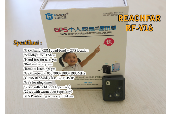 Mini GPS tracker RF-V16 untuk memonitoring posisi drone